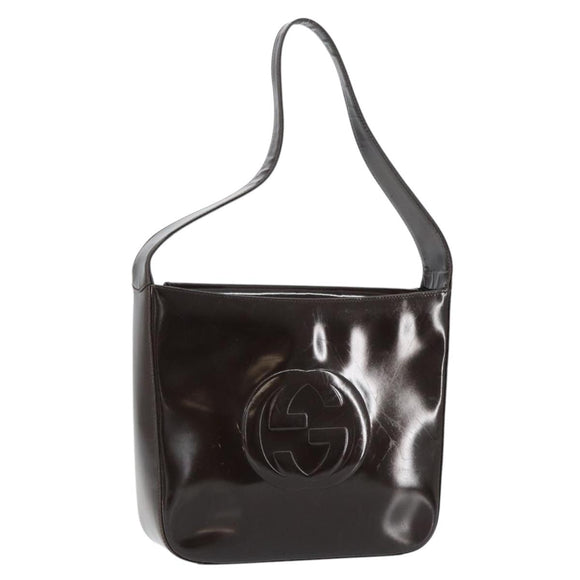 GUCCI Soho Shoulder Bag Patent leather Black Silver 000 1046 0506 Auth 150547