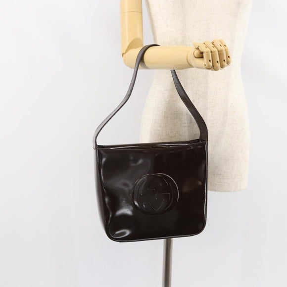 GUCCI Soho Shoulder Bag Patent leather Black Silver 000 1046 0506 Auth 150547