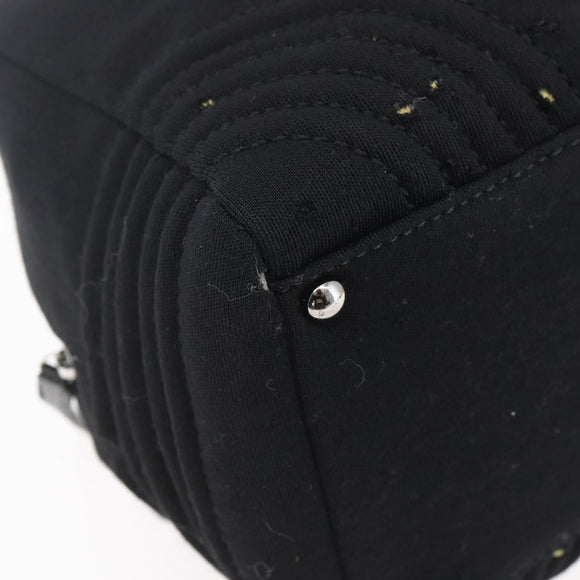 CHANEL COCO Mark Hand Bag Cotton Silver Black CC Auth 150550