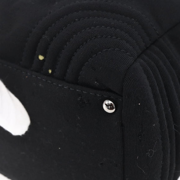 CHANEL COCO Mark Hand Bag Cotton Silver Black CC Auth 150550