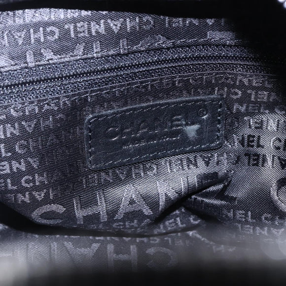 CHANEL COCO Mark Hand Bag Cotton Silver Black CC Auth 150550