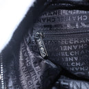 CHANEL COCO Mark Hand Bag Cotton Silver Black CC Auth 150550-18
