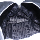 CHANEL COCO Mark Hand Bag Cotton Silver Black CC Auth 150550-19