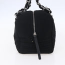 CHANEL COCO Mark Hand Bag Cotton Silver Black CC Auth 150550-3