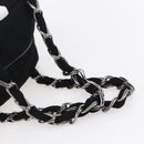 CHANEL COCO Mark Hand Bag Cotton Silver Black CC Auth 150550-7