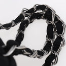 CHANEL COCO Mark Hand Bag Cotton Silver Black CC Auth 150550-8