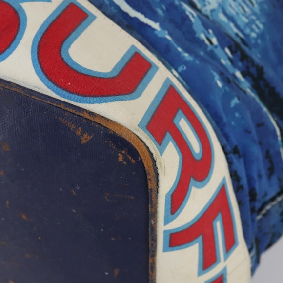 CHANEL Surfline Tote Bag Canvas Blue White CC Auth 150551