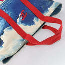 CHANEL Surfline Tote Bag Canvas Blue White CC Auth 150551-6