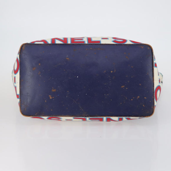 CHANEL Surfline Tote Bag Canvas Blue White CC Auth 150551