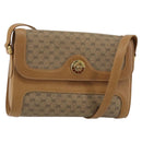 GUCCI Micro GG Supreme Shoulder Bag PVC Beige Gold Auth 150552-1