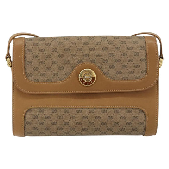 GUCCI Micro GG Supreme Shoulder Bag PVC Beige Gold Auth 150552