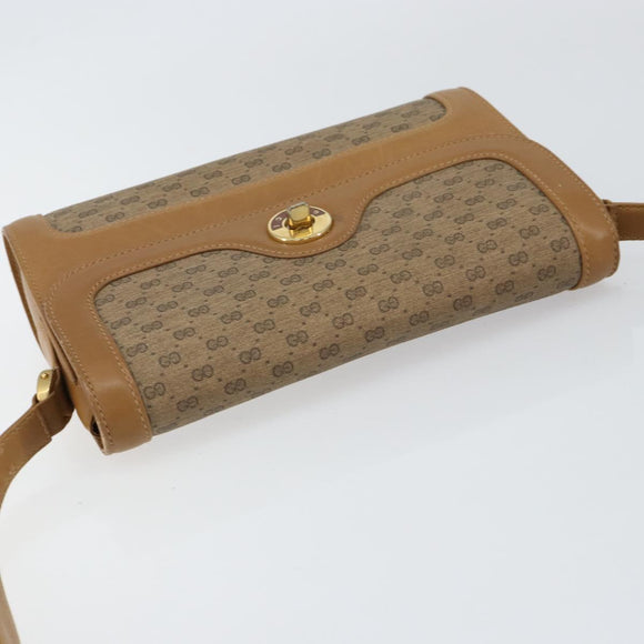 GUCCI Micro GG Supreme Shoulder Bag PVC Beige Gold Auth 150552