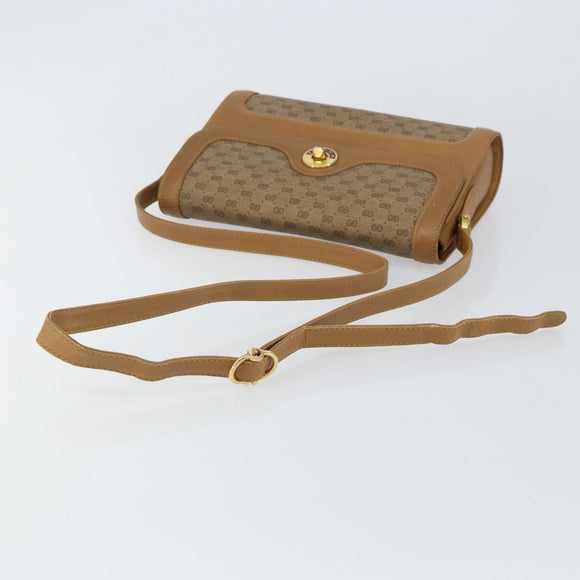 GUCCI Micro GG Supreme Shoulder Bag PVC Beige Gold Auth 150552