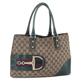 GUCCI GG Canvas Horsebit Tote Bag Beige Gold 137385 Auth 150553