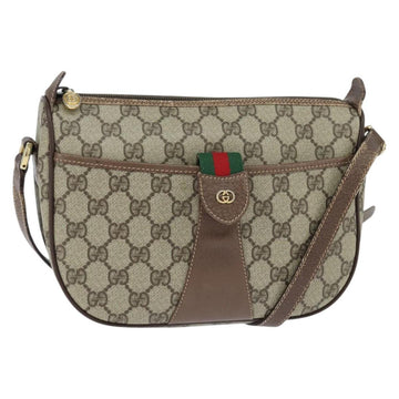 GUCCI GG Supreme Web Sherry Line Bag PVC Beige Gold 001 754 6177 Auth 150554