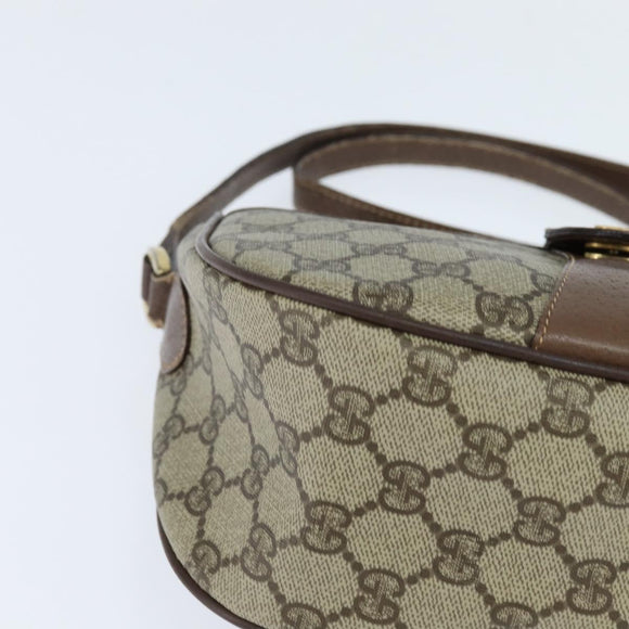 GUCCI GG Supreme Web Sherry Line Bag PVC Beige Gold 001 754 6177 Auth 150554