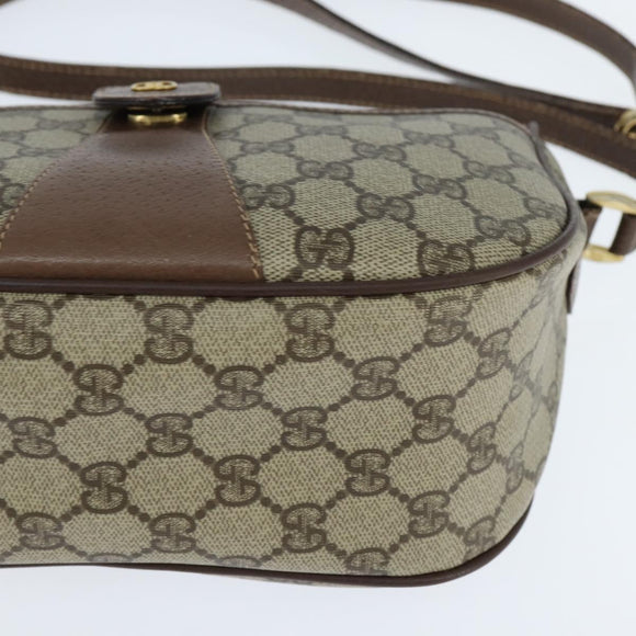 GUCCI GG Supreme Web Sherry Line Bag PVC Beige Gold 001 754 6177 Auth 150554