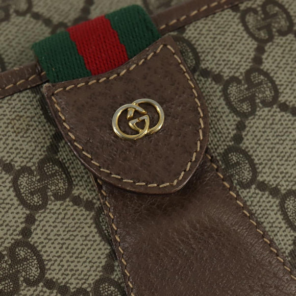 GUCCI GG Supreme Web Sherry Line Bag PVC Beige Gold 001 754 6177 Auth 150554