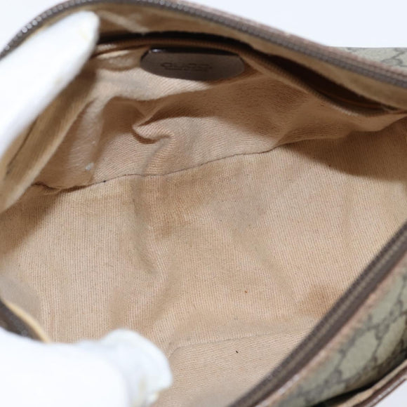 GUCCI GG Supreme Web Sherry Line Bag PVC Beige Gold 001 754 6177 Auth 150554