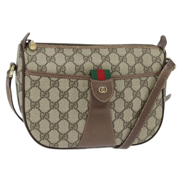 GUCCI GG Supreme Web Sherry Line Tasche PVC Beige Gold 001 754 6177 Auth 150554