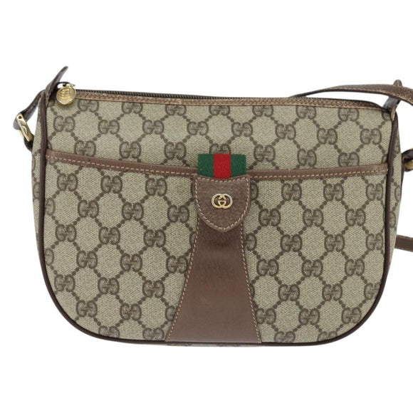 GUCCI GG Supreme Web Sherry Line Tasche PVC Beige Gold 001 754 6177 Auth 150554