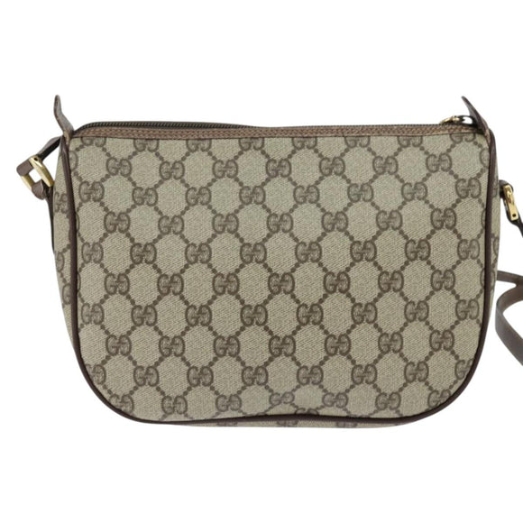 GUCCI GG Supreme Web Sherry Line Bag PVC Beige Gold 001 754 6177 Auth 150554
