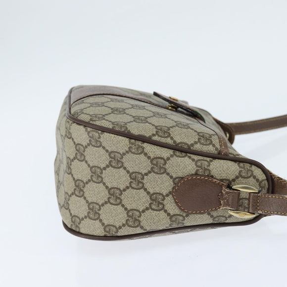 GUCCI GG Supreme Web Sherry Line Bag PVC Beige Gold 001 754 6177 Auth 150554