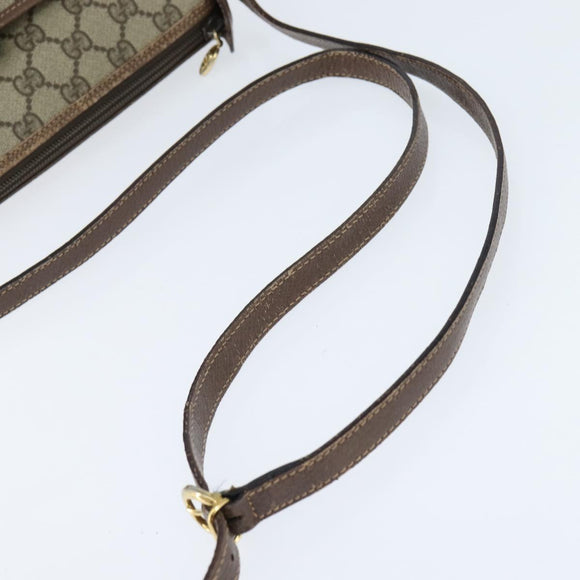 GUCCI GG Supreme Web Sherry Line Bag PVC Beige Gold 001 754 6177 Auth 150554