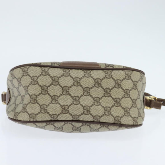 GUCCI GG Supreme Web Sherry Line Bag PVC Beige Gold 001 754 6177 Auth 150554