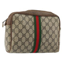GUCCI GG Supreme Web Sherry Line Clutch Bag PVC Beige 27 004 998 Auth 150555-1