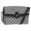 GUCCI GG Supreme Shoulder Bag PVC Navy Gold Auth 150556-1