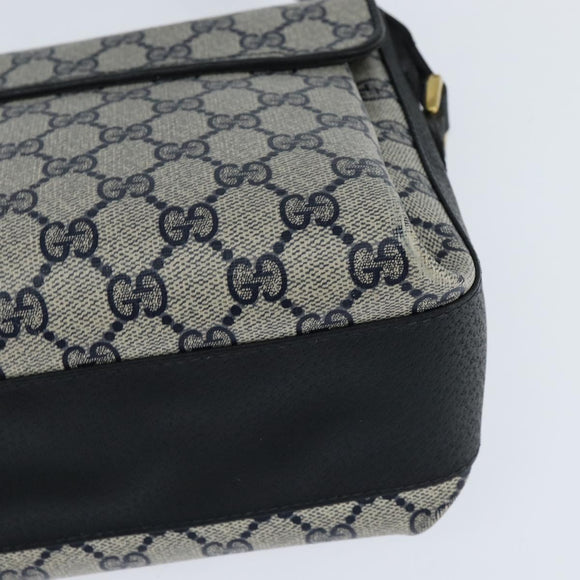 GUCCI GG Supreme Shoulder Bag PVC Navy Gold Auth 150556