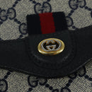 GUCCI GG Supreme Shoulder Bag PVC Navy Gold Auth 150556-18