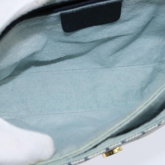 GUCCI GG Supreme Shoulder Bag PVC Navy Gold Auth 150556