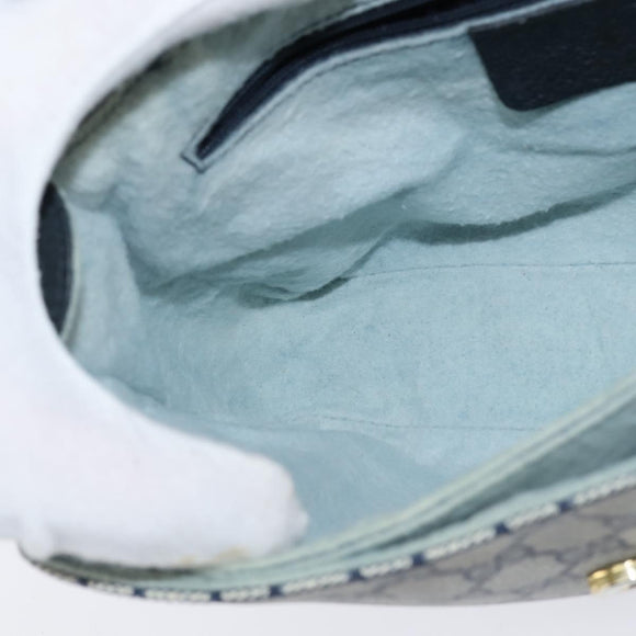 GUCCI GG Supreme Shoulder Bag PVC Navy Gold Auth 150556