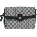 GUCCI GG Supreme Shoulder Bag PVC Navy Gold Auth 150556-13