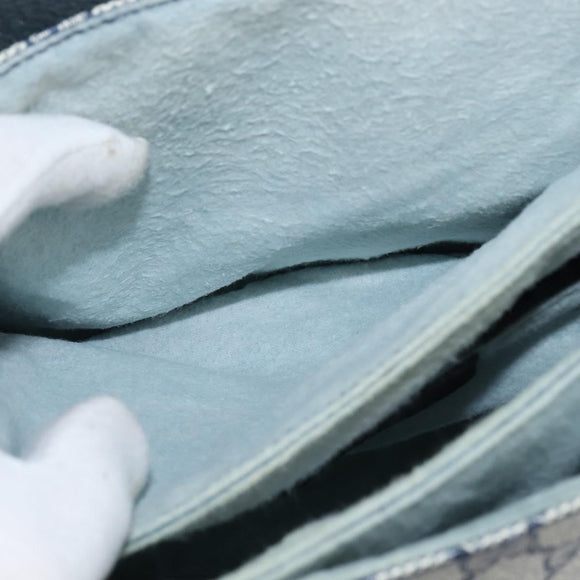 GUCCI GG Supreme Shoulder Bag PVC Navy Gold Auth 150556