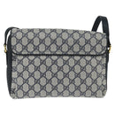 GUCCI GG Supreme Shoulder Bag PVC Navy Gold Auth 150556-2