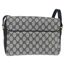 GUCCI GG Supreme Shoulder Bag PVC Navy Gold Auth 150556 - 0