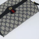 GUCCI GG Supreme Shoulder Bag PVC Navy Gold Auth 150556-6