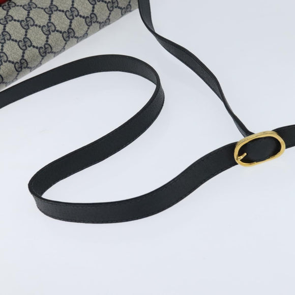 GUCCI GG Supreme Shoulder Bag PVC Navy Gold Auth 150556