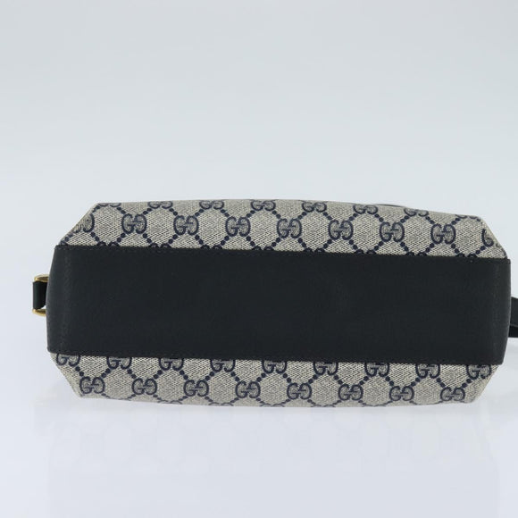 GUCCI GG Supreme Shoulder Bag PVC Navy Gold Auth 150556