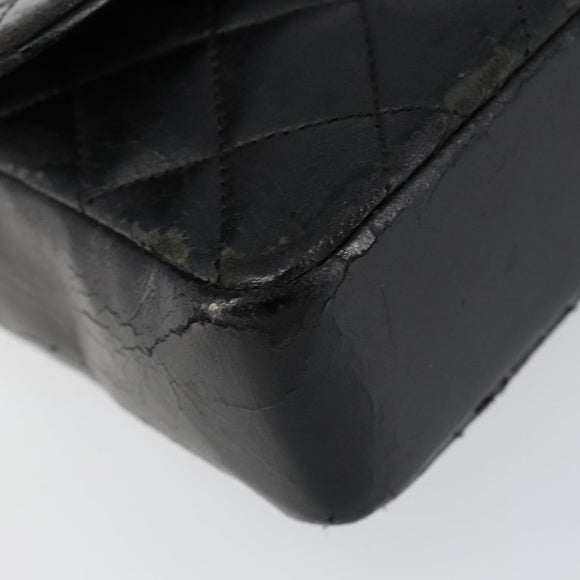 CHANEL Matelasse Chain Shoulder Bag Lamb Skin Black Gold CC Auth 150565