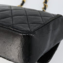 CHANEL Matelasse Chain Shoulder Bag Lamb Skin Black Gold CC Auth 150565-15