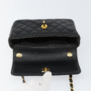 CHANEL Matelasse Chain Shoulder Bag Lamb Skin Black Gold CC Auth 150565-10