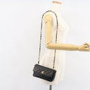 CHANEL Matelasse Chain Shoulder Bag Lamb Skin Black Gold CC Auth 150565-20