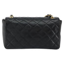 CHANEL Matelasse Chain Shoulder Bag Lamb Skin Black Gold CC Auth 150565-2