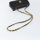 CHANEL Matelasse Chain Shoulder Bag Lamb Skin Black Gold CC Auth 150565-7