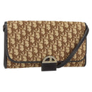 Christian Dior Trotter Canvas Shoulder Bag Beige Gold Auth 150566-1