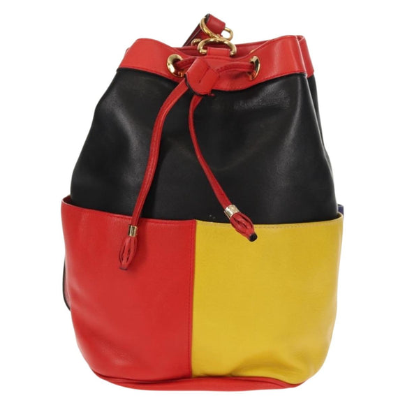 CELINE Shoulder Bag Leather Multicolor Gold Auth 150568